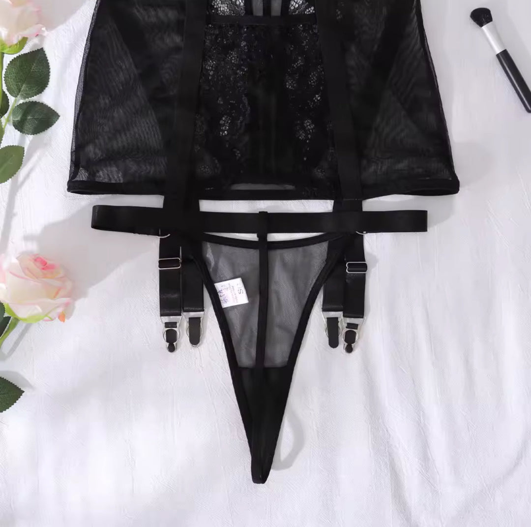 Dominika™ | Czarna Satynowa Koszula Nocna Mirage