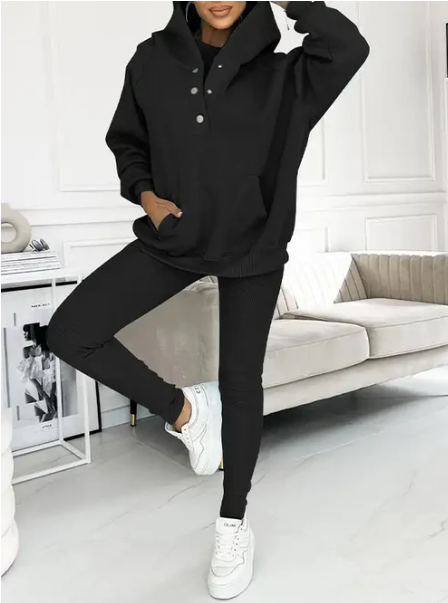 Marietta™ | Stylowy 3-częściowy Komplet Dresowy z Bluza na Guziki