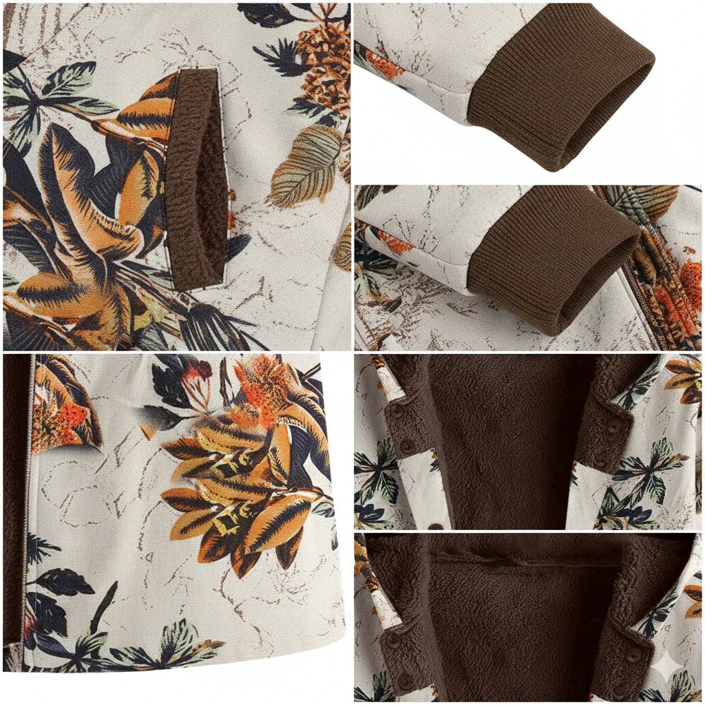 Marisza™ | Stylowa Kurtka Fleece w Kwiatowy Wzór