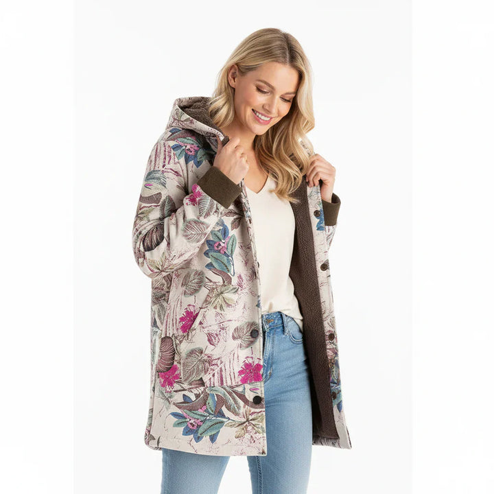 Marisza™ | Stylowa Kurtka Fleece w Kwiatowy Wzór