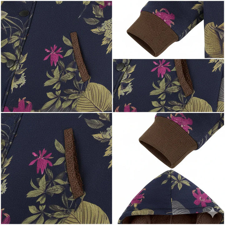 Marisza™ | Stylowa Kurtka Fleece w Kwiatowy Wzór