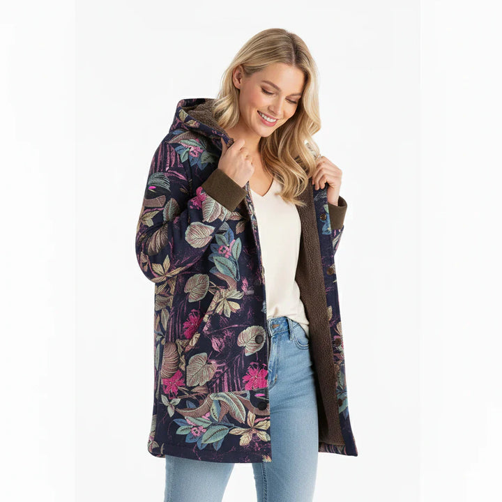 Marisza™ | Stylowa Kurtka Fleece w Kwiatowy Wzór