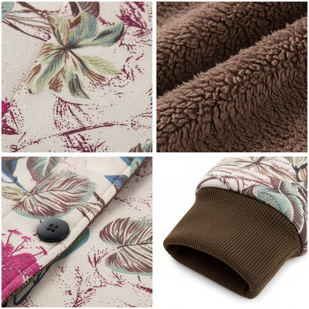 Marisza™ | Stylowa Kurtka Fleece w Kwiatowy Wzór