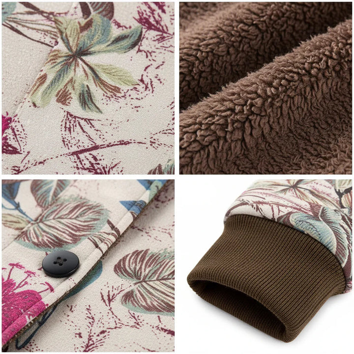 Marisza™ | Stylowa Kurtka Fleece w Kwiatowy Wzór