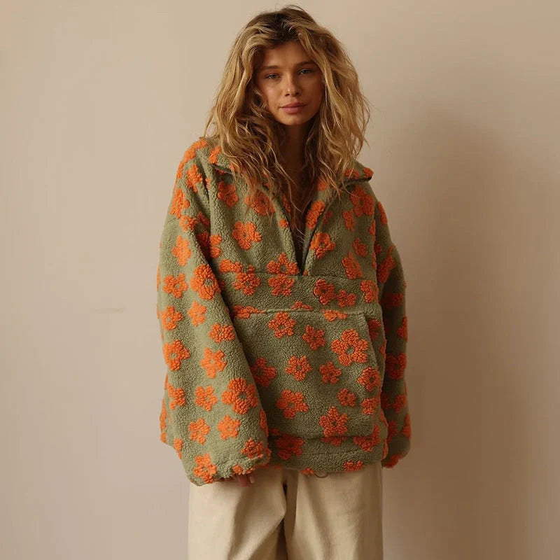 Elvira™ | Ciepła Kwiatowa Bluza z Zamkiem